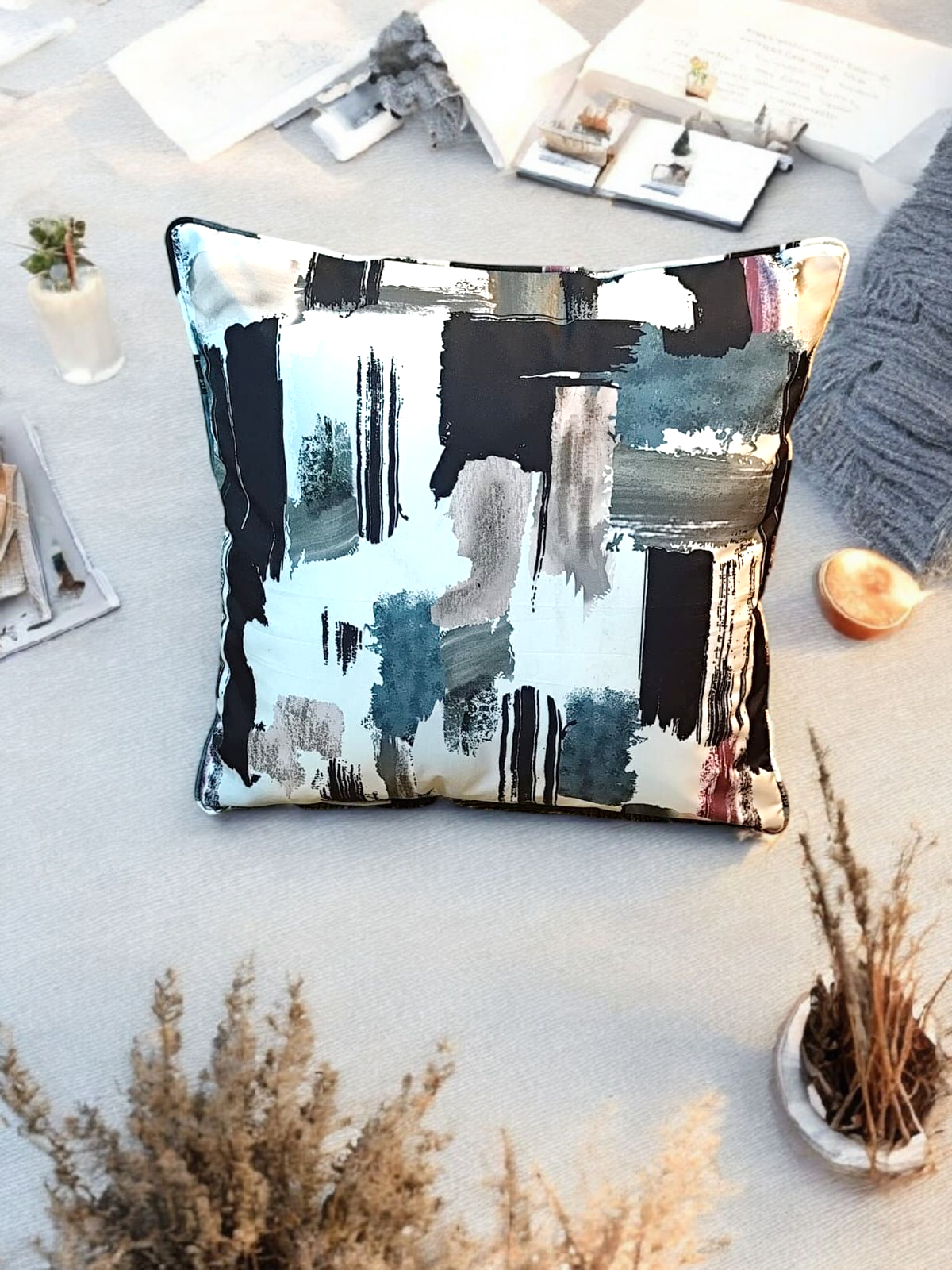 Abstract Brushstroke Cushion Cover