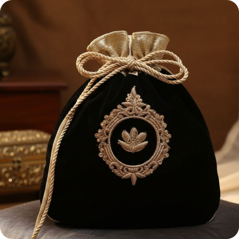 The Midnight Bloom Potli bag by dimora bella home decor