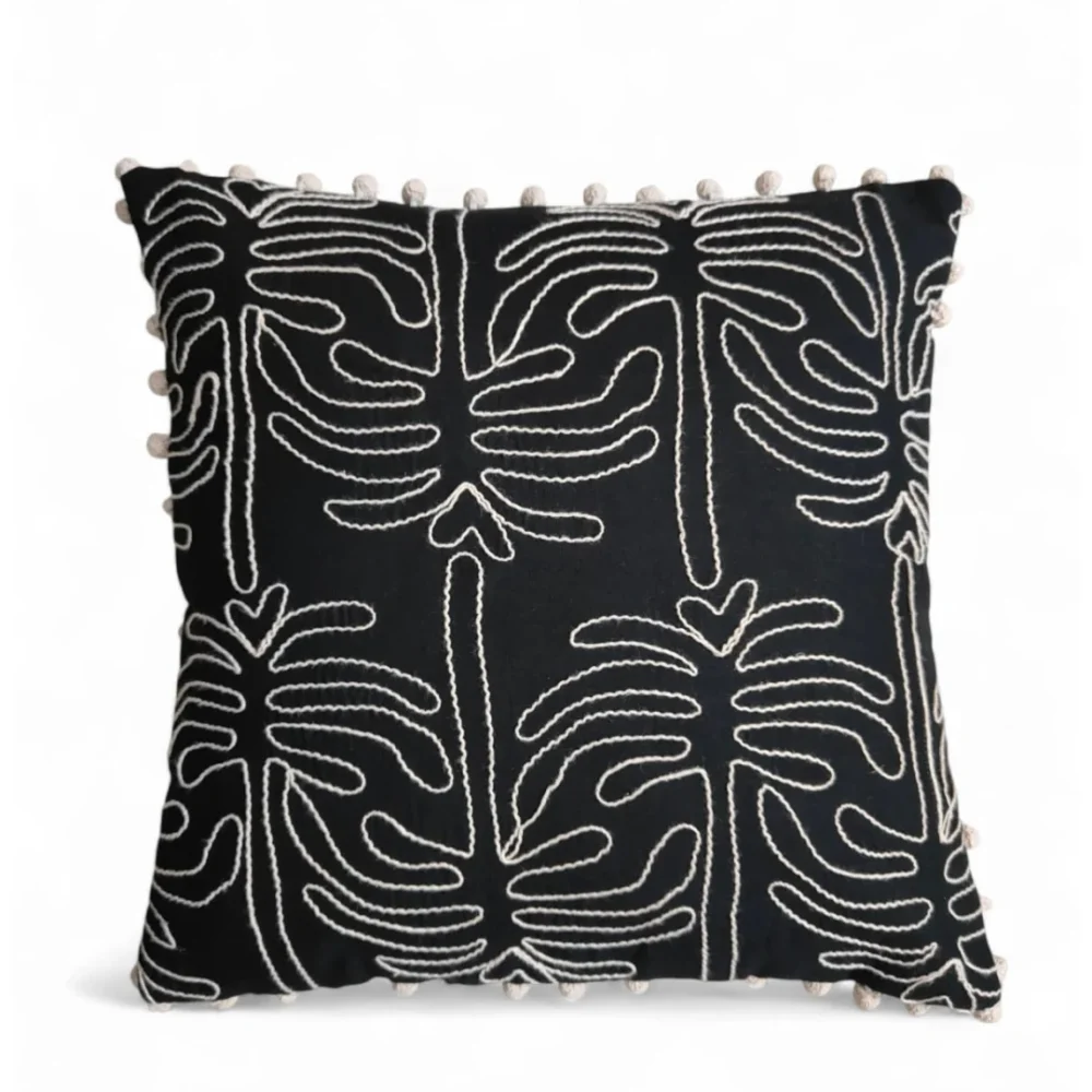 The Monstera Noir Cushion Cover