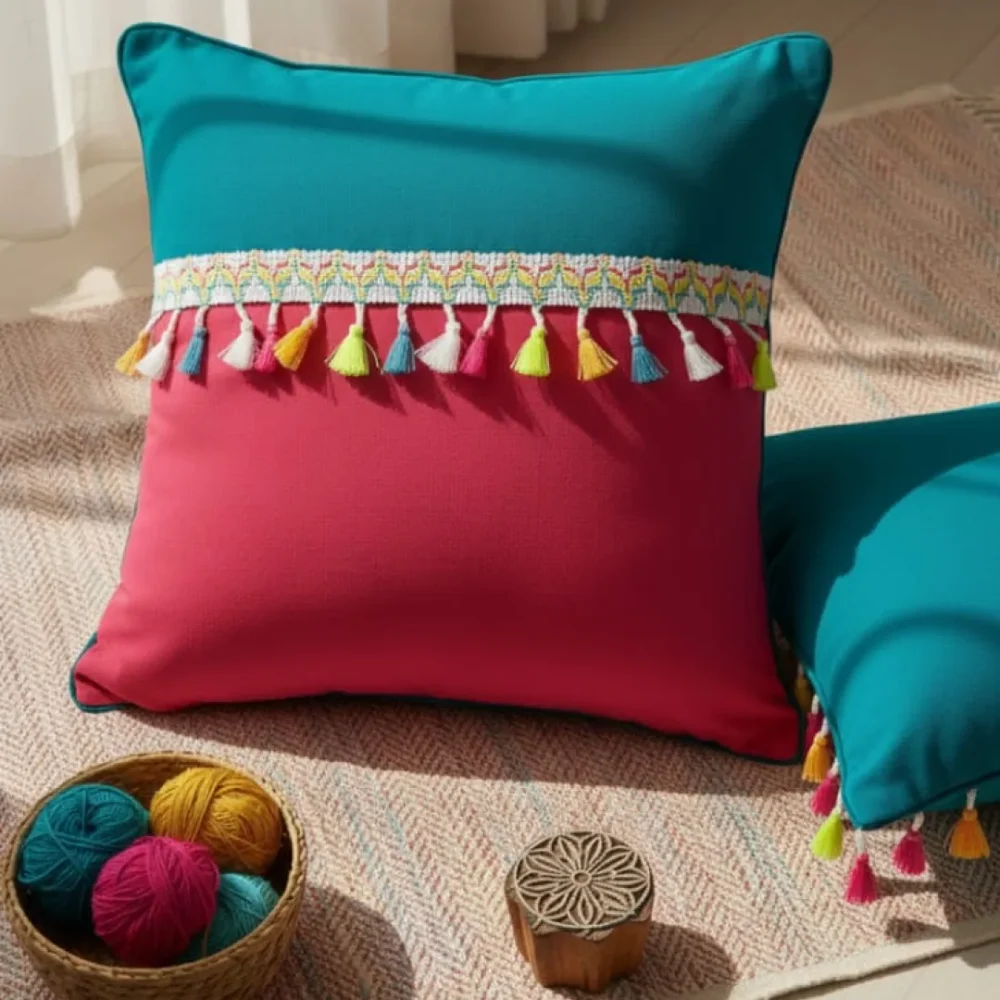 Vibrant Dual-Tone Cushion Cover - Image 2