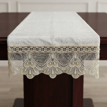 Elegant Ivory Lace Table Runner