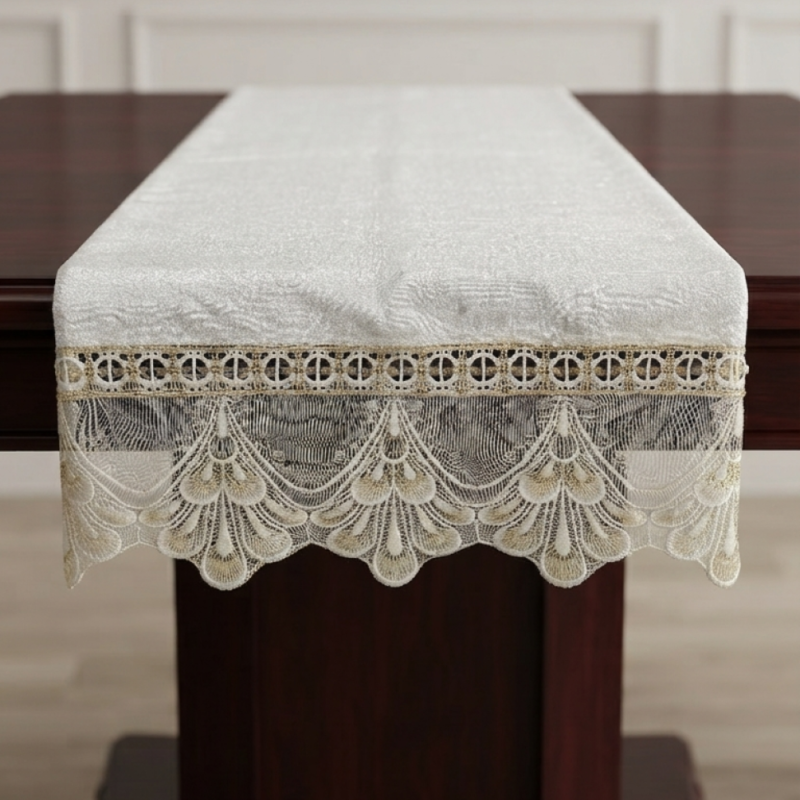Elegant Ivory Lace Table Runner