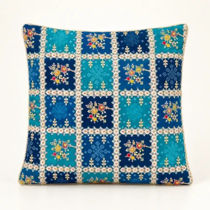 Dimora Bella – Noor-e-Neel Floral Embroidered Cushion Cover